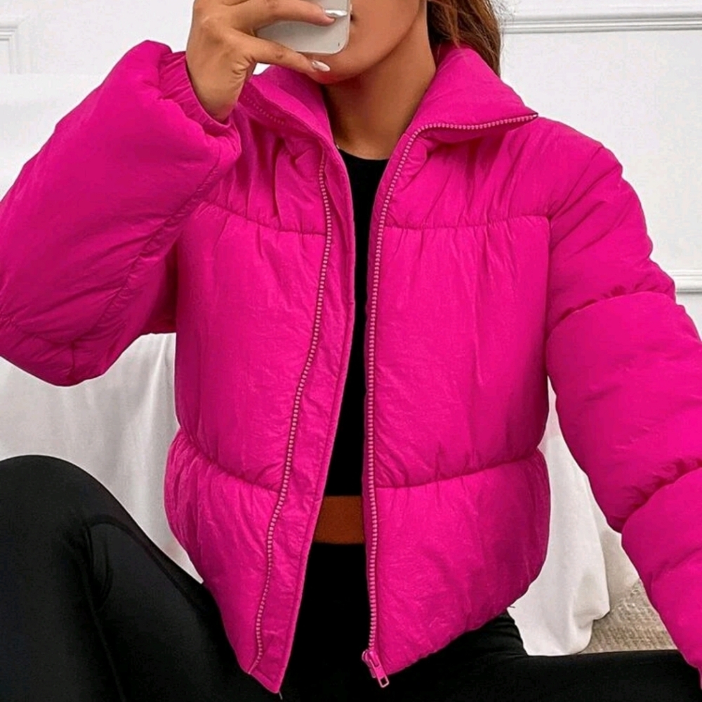 Women Solid Color Front Button Long Sleeve Faux Pocket Casual Jacket - Picture 4 of 4